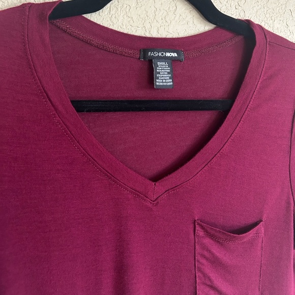Deep Red Short Sleeve Crop Top, Size Small - Picture 6 of 7